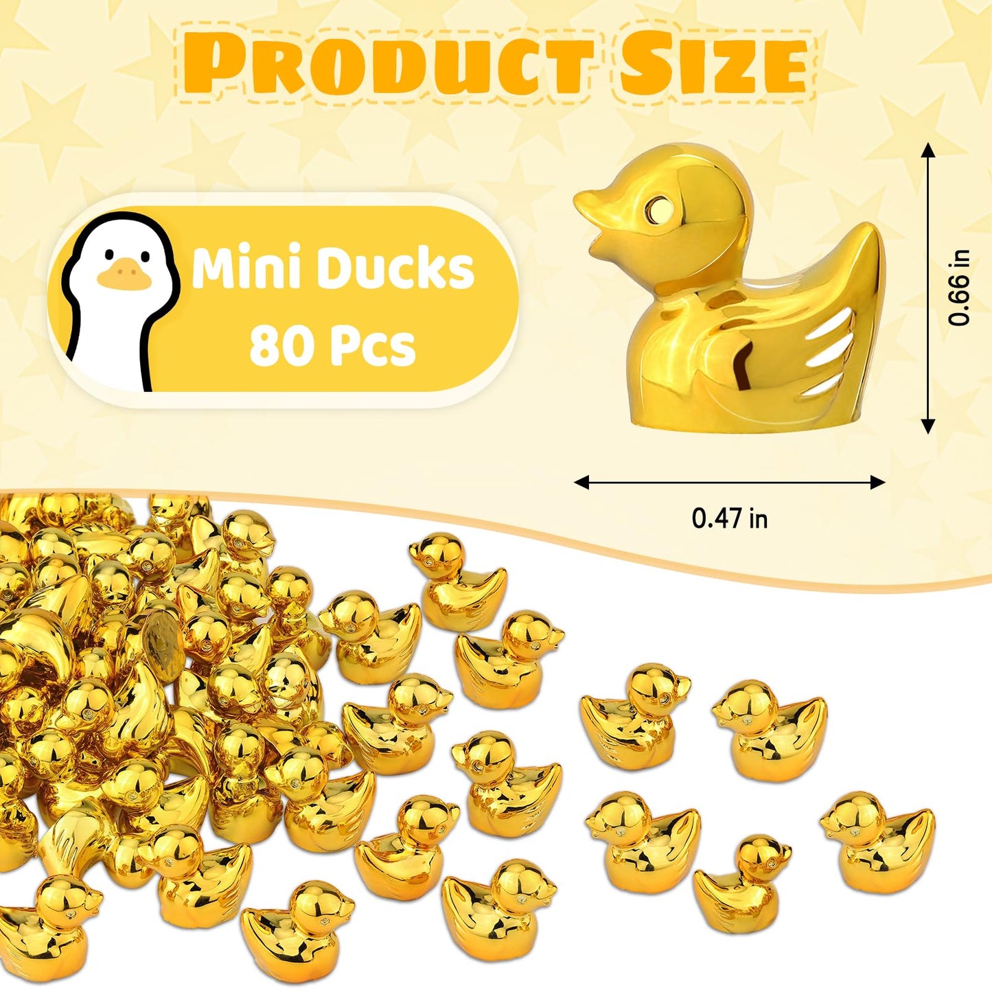 ywevyezc 80Pcs Mini Golden Duck Statue Golden Duck Figurines Micro Garden Landscape Dollhouse Cake Decoration Potted Plants DIY