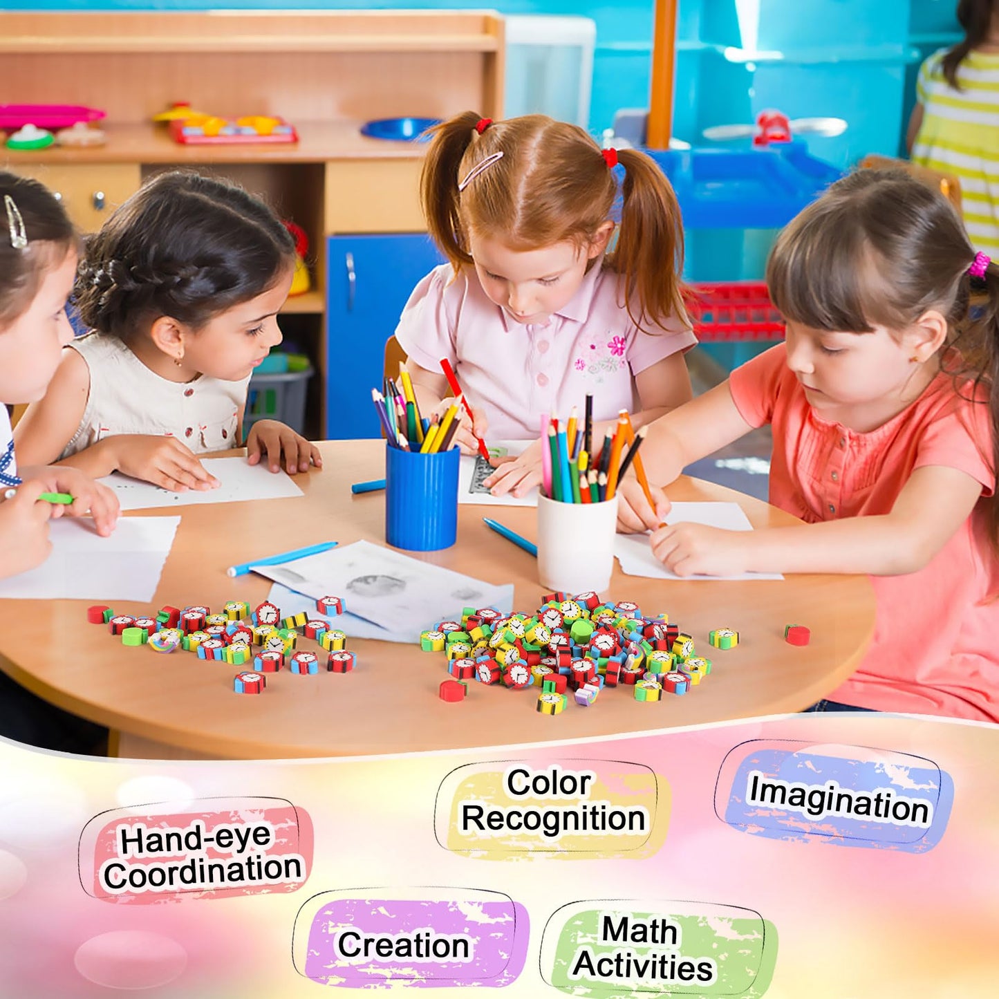 Junebrushs Erasers For Kids, 150Pcs Apples Erasers For Welcome Back To School Gifts Cute Pencil Erasers Mini Erasers For Kids Bulk Classroom Prizes Homework Rewards Party Supplies