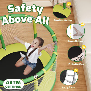 ZCMHAXJ 55 Trampoline for Kids with Enclosure  440lbs Capacity Indoor & Outdoor Toddler Trampoline  Gifts for Boys & Girls