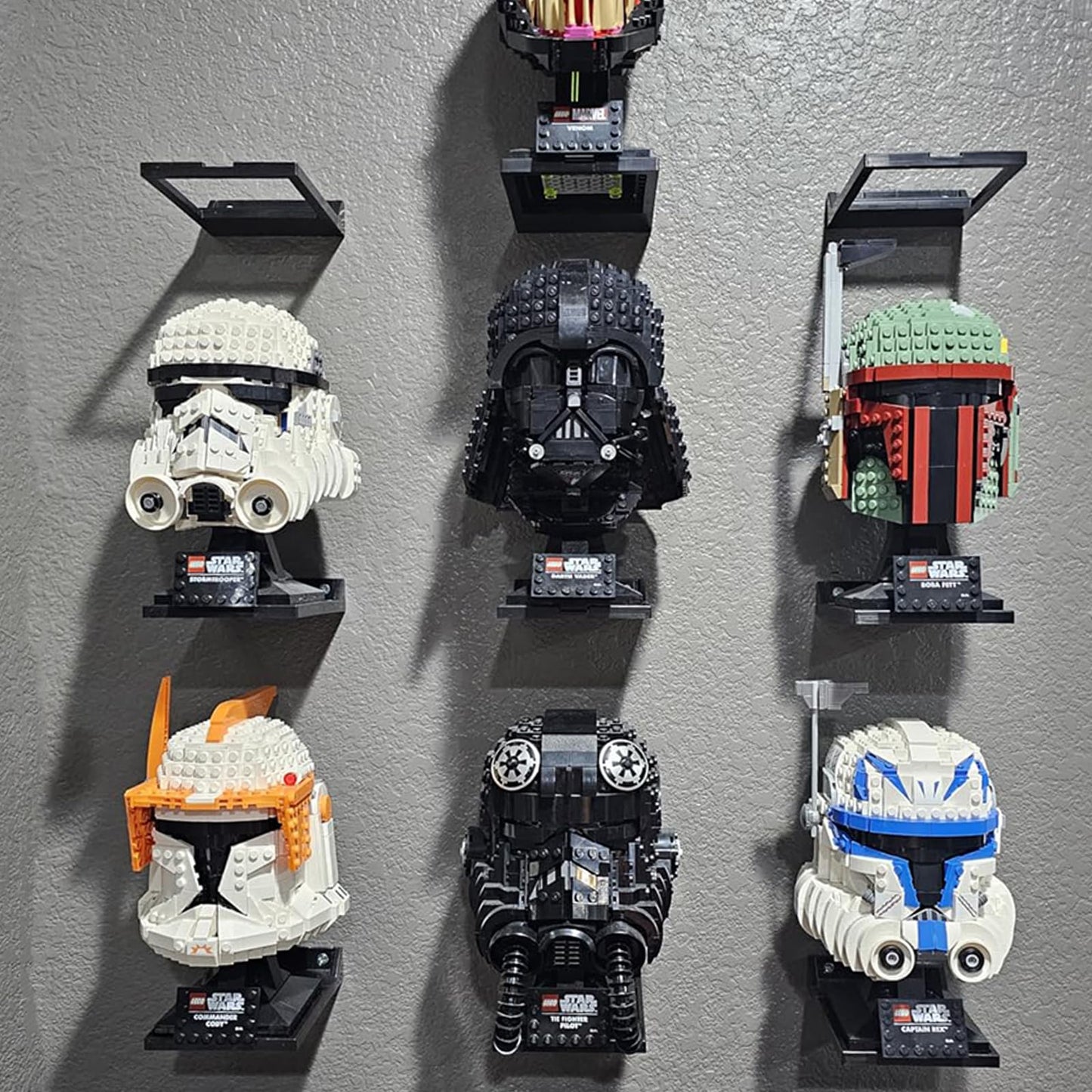 Teyouyi 8Pcs Wall Mount For Lego Star Wars Helmet Display Shelf For Lego Star Wars Helmet Compatible With All Standard Lego Helmets Black