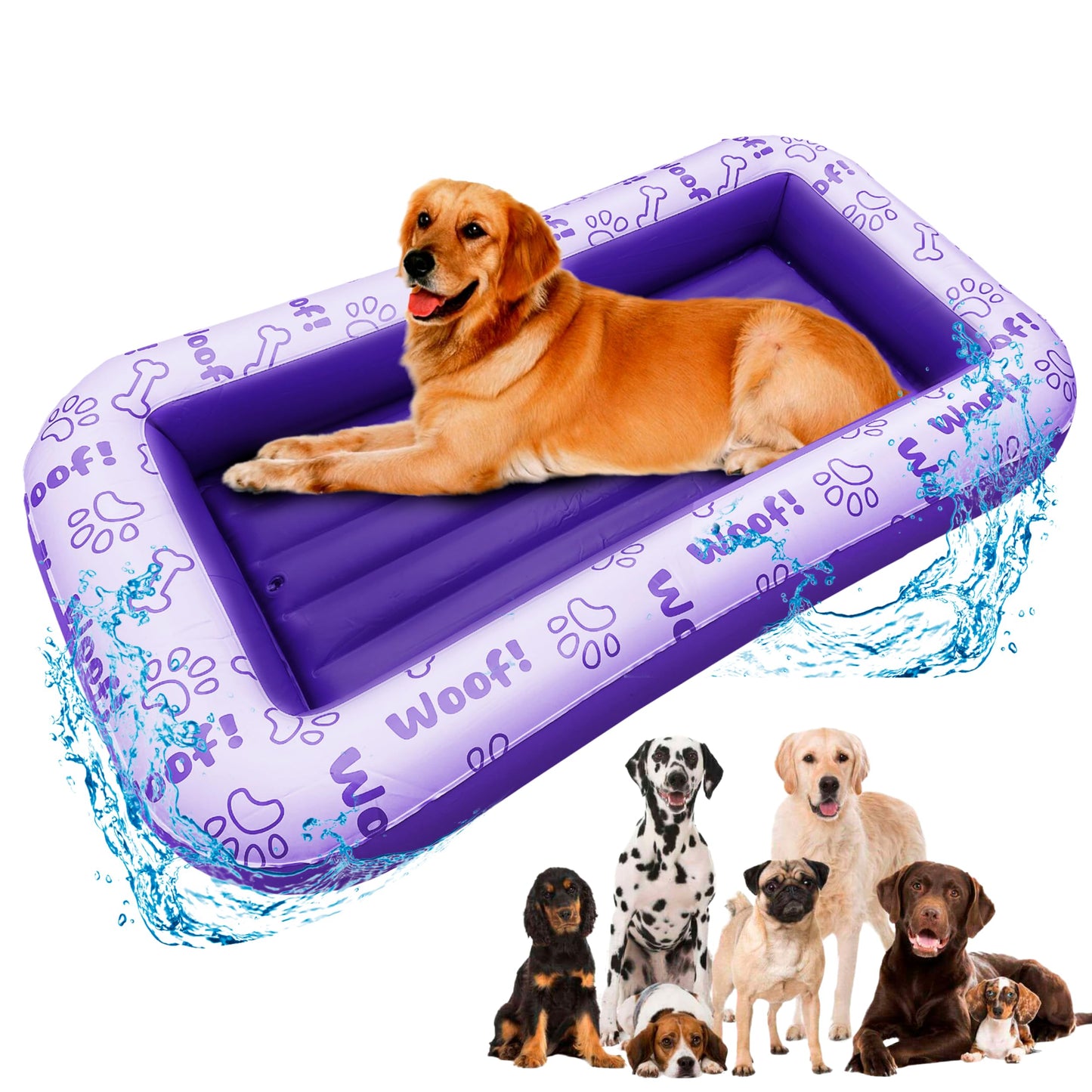 Schwimmer Dog Pool Float - enhanced Pool Float for Large Dogs up to 220lbs - Durable & Inflatable Dog Raft for Pool & Lake - Comfortable & Safe Floating Mat for Summer Fun - Purple