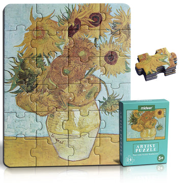 Yogeon 24 Pieces Twelve Sunflowers Puzzle, Toddler Artist Puzzles For Kids Ages 3-5, 4-8 Easy-An Intellectual Decompression Ente
