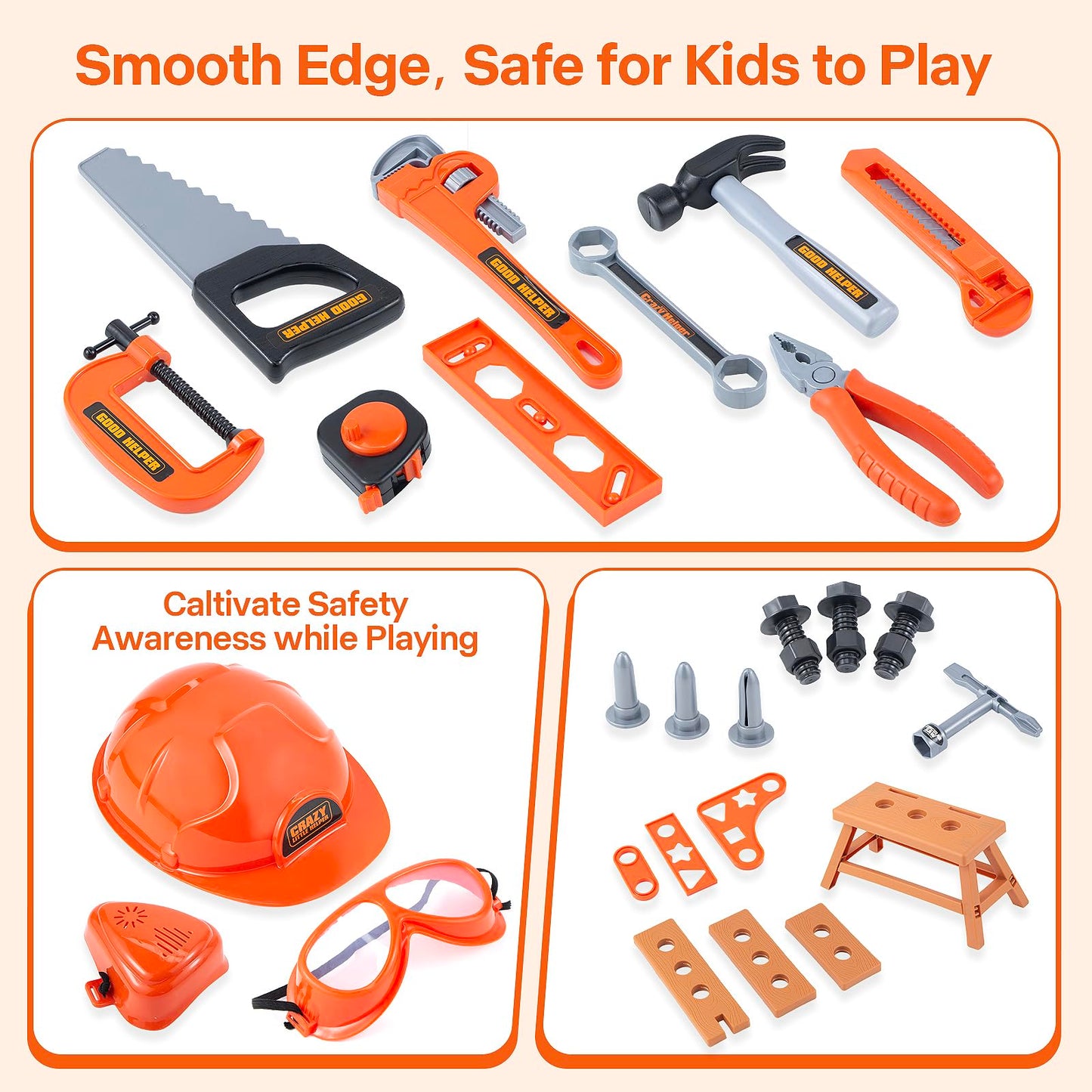 3 in 1 Kids Tool Bench- Zealous 79pcs Toddler Tool Bench with Tool Box and Electronic Toy Drill ,Kids Tool Set for Toddler Boys