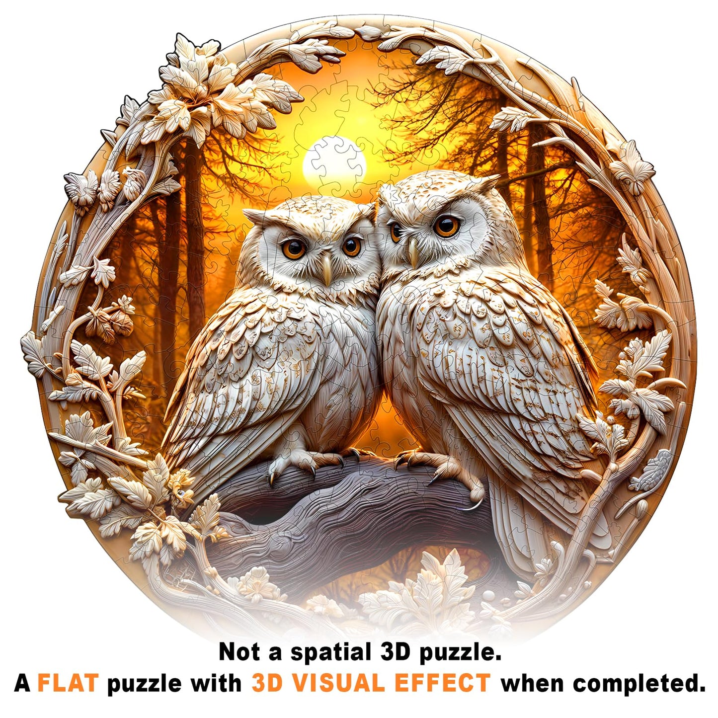 Wooden Puzzles for mature-themeds - Couple Owl Wooden Jigsaw Puzzle - Unique Animal Shaped Wood Puzzles mature-themed - Creative Birthday Gift Family Game 300pcs