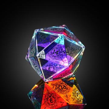 UDIXI 30mm Prism Glass D20 Dice Large Polyhedral Dice 20 Sized DND Dice Glass Dice for Dungeons and Dragons Role Playing Games M