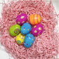 Higoala 24 Printed Plastic Easter Eggs, Fillable Easter Egg Hunt Party Supply Pack - 2.5 Inch Assorted Color Plastic Eggs