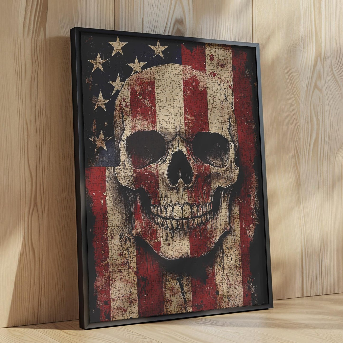 Terror Skull Skeleton 1000 Pieces mature-themed Jigsaw Puzzle Graffiti American Flag Perfect for Fun Brain Puzzle Lovers Vibrant Illustrations and Quality Pieces Challenging and Relaxing Great Gift Idea