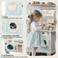 Ktaxon Wooden Play Kitchen For Kids, Pretend Kitchen Playset With Coffee Maker, Toy Washing Machine & Cooking Set Accessories Fo