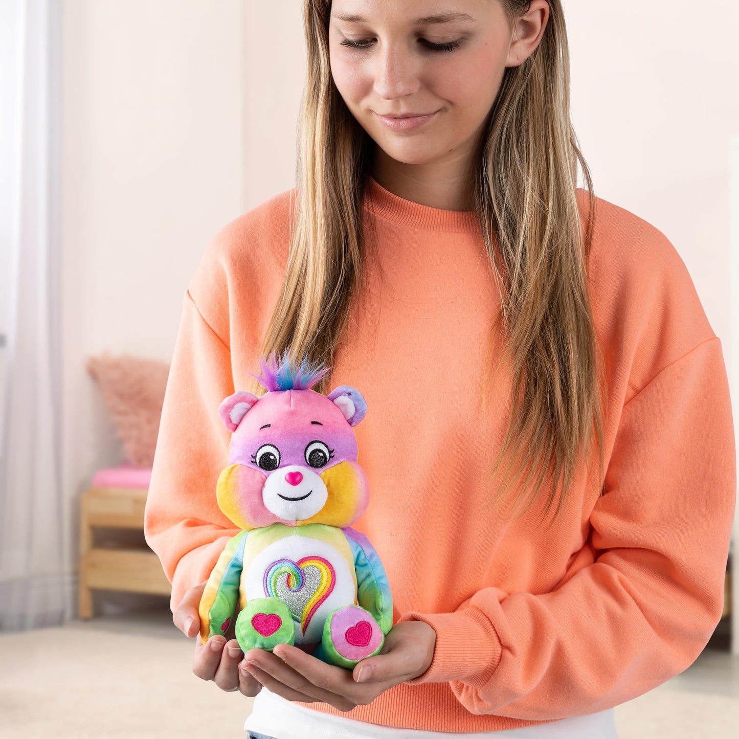 Care Bears 9' Fun Size Glitter Plush - Togetherness Bear - Tie Dye Plushie For Ages 4+ – Stuffed Animal, Soft And Cuddly – Good For Girls And Boys, Collectors, Great Valentines Day Gift For Kids
