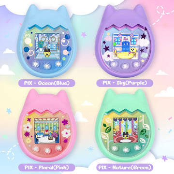 Meetikar Silicone Cover Compatible With Tamagotchi Pix Virtual Pet Game Machine, Tamagotchi Pix Case With Finger Lanyard, Tomaga