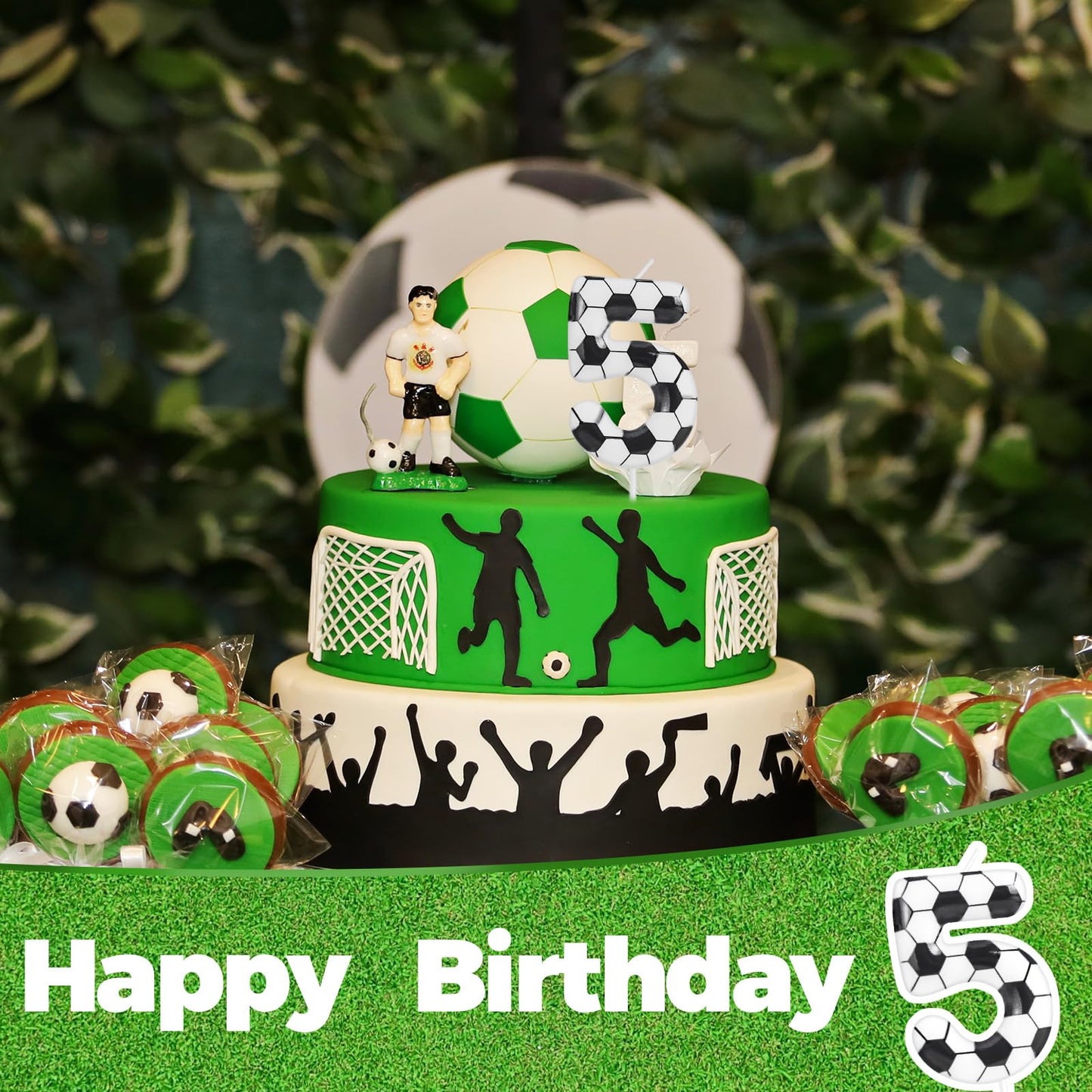 Soccer Birthday Candles 10th Soccer Themed Birthday Party Decorations, Football Birthday Cake Candles for Boys Girls Kids Sport-