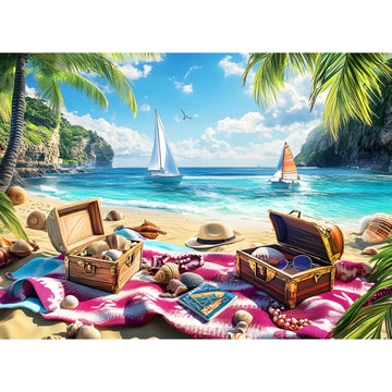 300 Pieces Puzzle for mature-themeds  Beach Treasure Puzzle 300 Pieces Jigsaw Puzzles for mature-themed Kids Elderly  Summer Sea Puzzles Game mature-themed Puzzles Family Challenging Game Home Decor Gift Toy 20.5x15 in