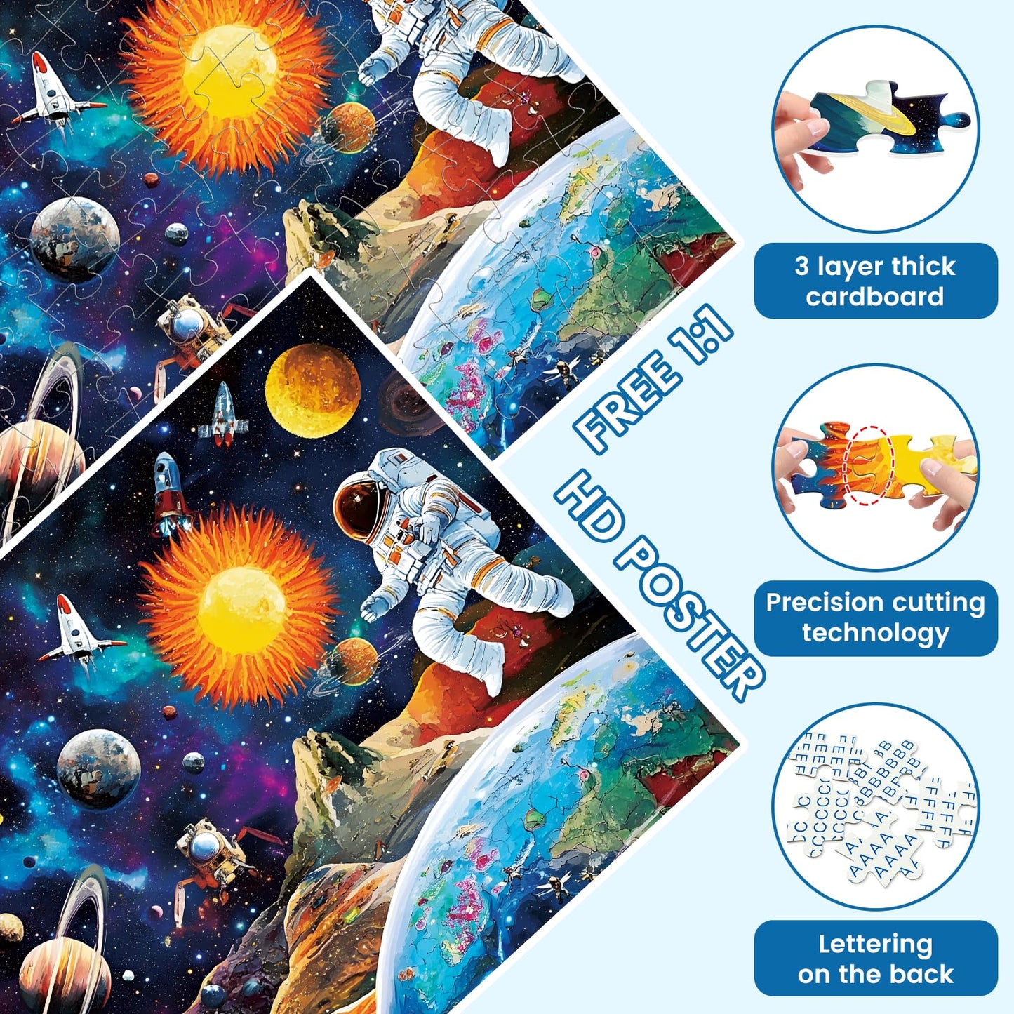 100 Piece Astronaut Puzzles for Kids Ages 6-8 8-10 - Space t Jigsaw Puzzles - 100 Piece Senior Jigsaw Puzzle for Toddlers Kids Puzzles Ages 3-5 Toys Birthday Gifts for Boys Girls -15 x 19