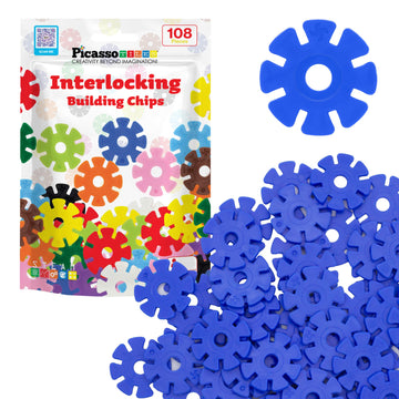 Picassotiles Building Chip Interlocking Disc Construction Blocks In Blue Color Stem Learning Early Education Toy Engineering Pla