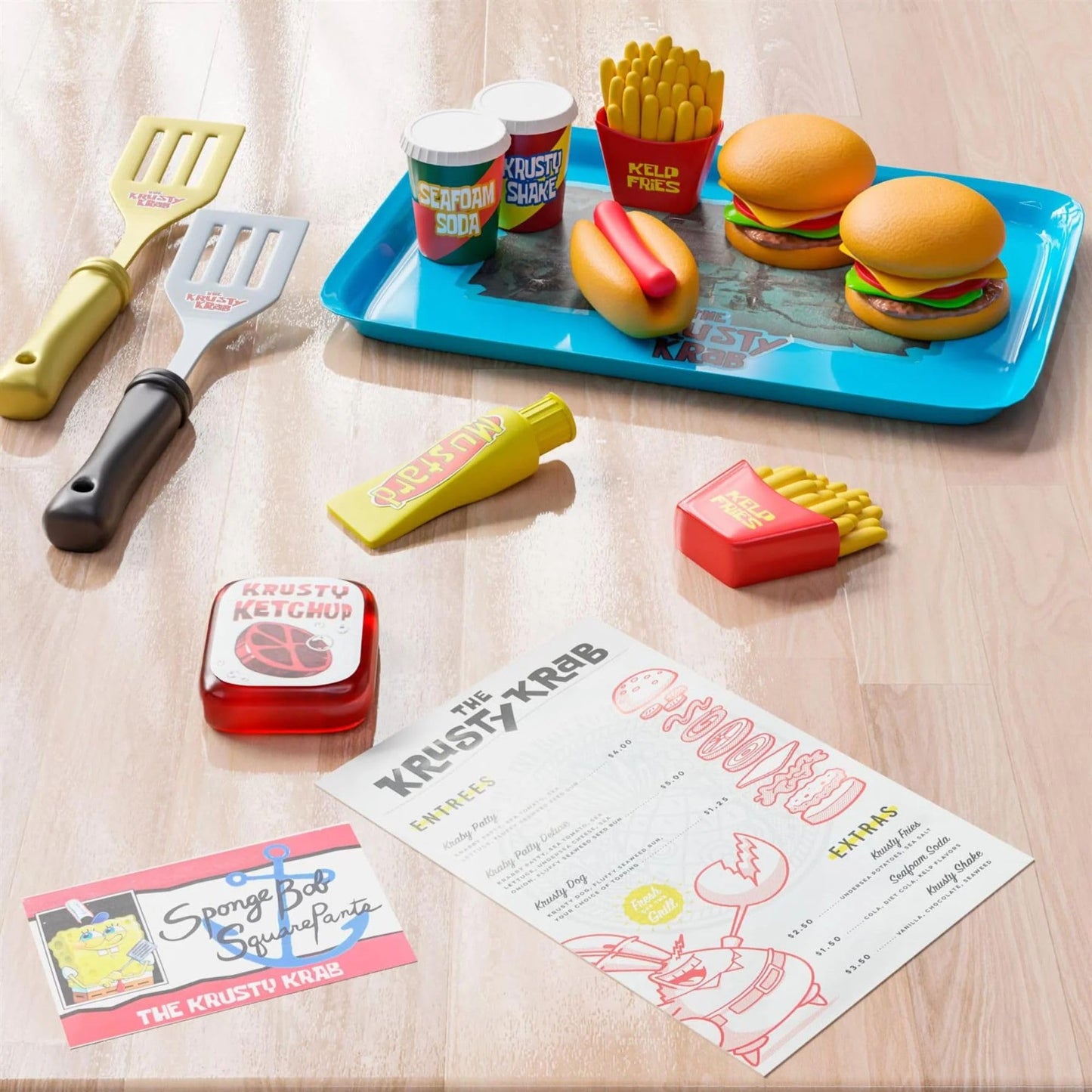 SpongeBob SquarePants Krabby Patty Toy Combo Meal Playset - Child-Size Plastic Fast Food Set with Interactive Burgers and Fries