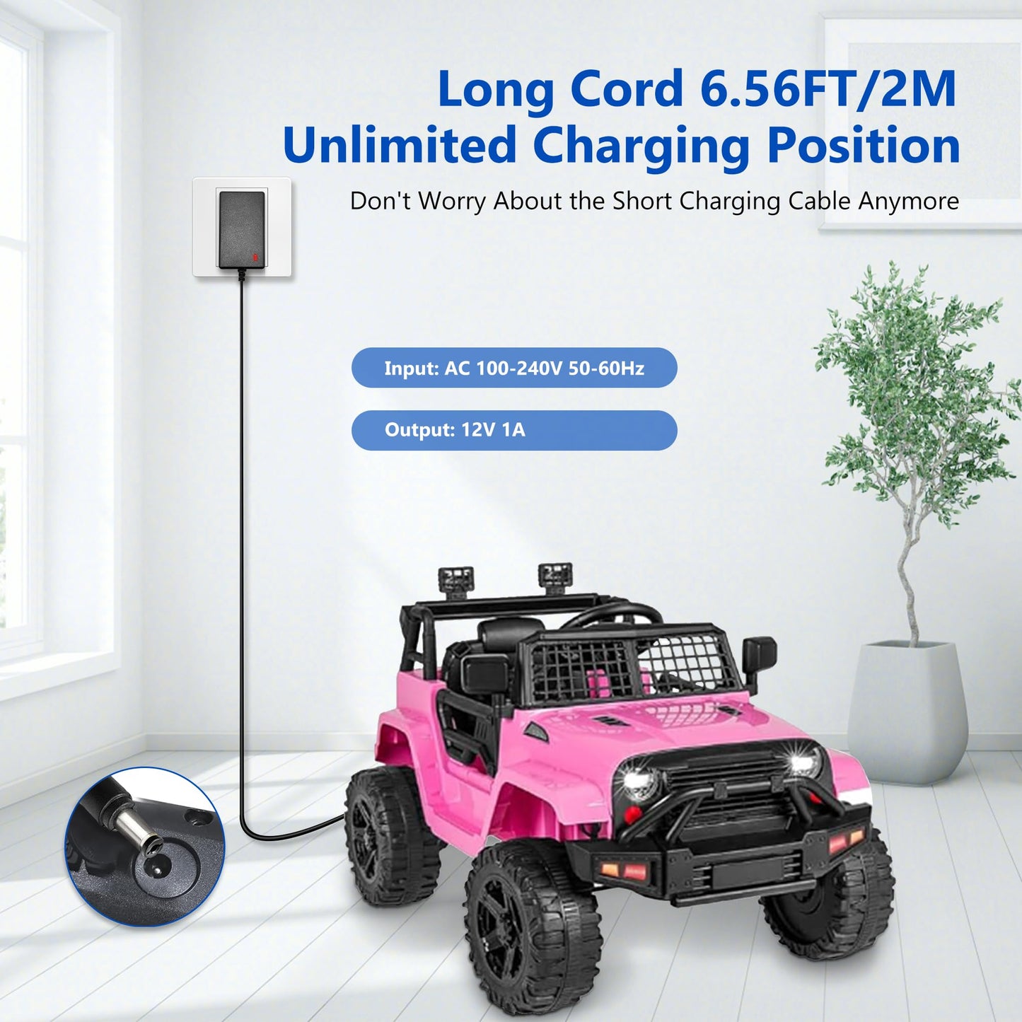 12V Battery Charger for Kids Ride On Toys  Electric Cars  Power Wheels  Motorcycles  ATVs  for Jeep  for Dodge Charger Toy Car Universal adapter for 12V Ride On Vehicles and Small Electric Toys