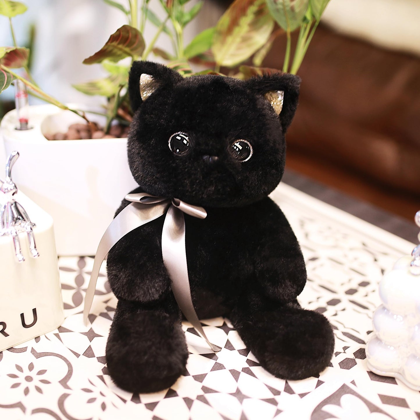 Uoozii Non-Shedding Series 12'' | 2 Pounds Black Cat Weighted Stuffed Animals Unscented Microwavable & Coolable Weighted Kitty P