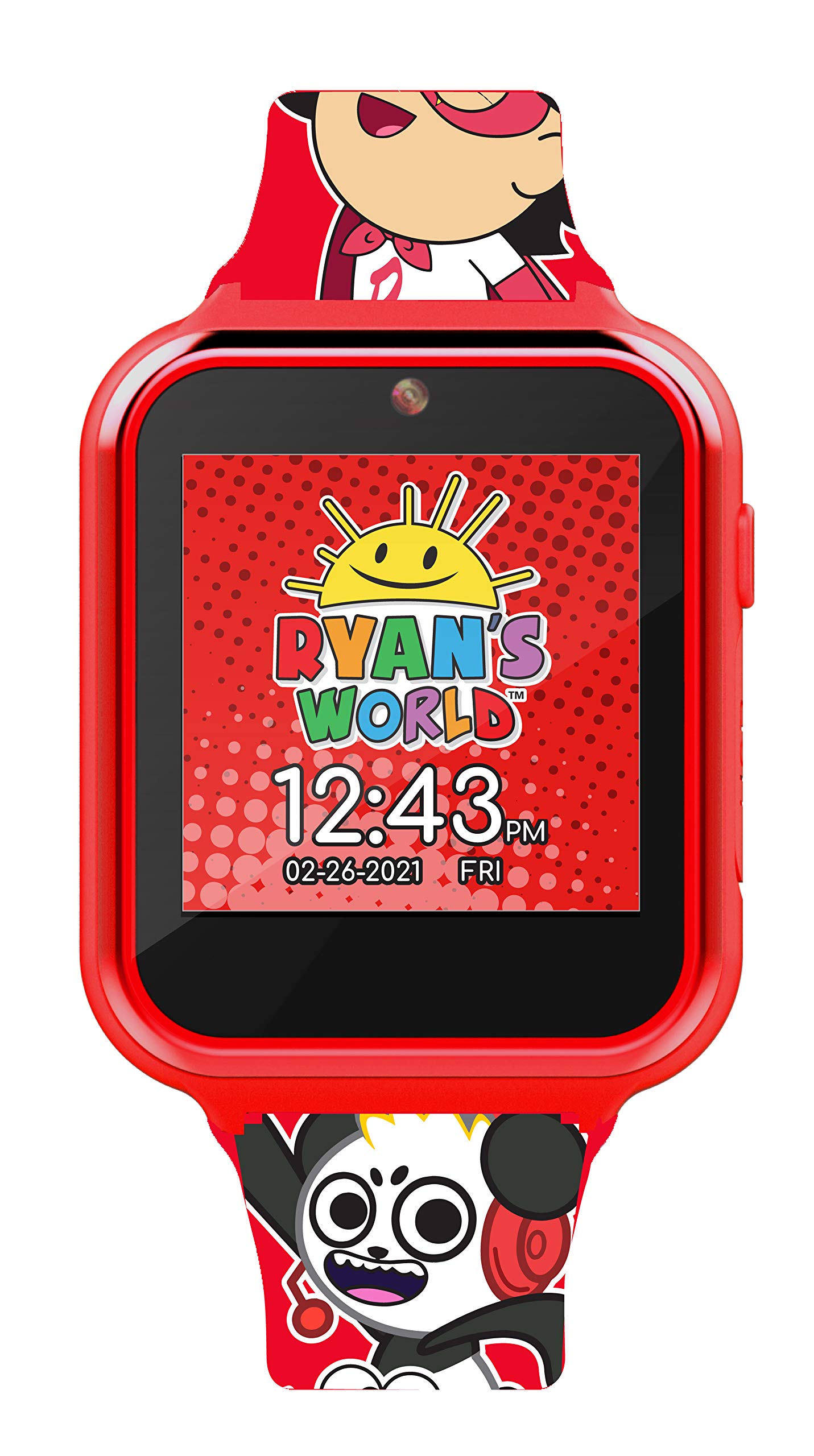 Accutime Kids Ryan'S World Red Educational Touchscreen Smart Watch Toy For Boys, Girls, Toddlers - Selfie Cam, Learning Games, Alarm, Calculator, Pedometer And More (Model: Ryw4037Az)