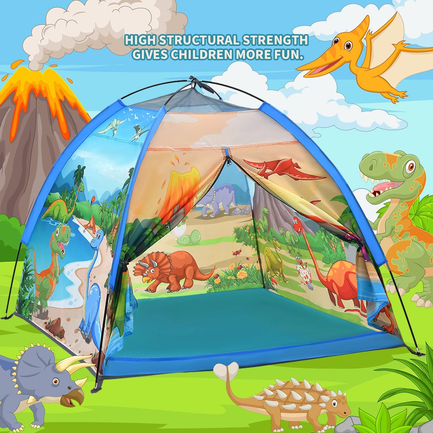 Mnagant Kids Play Tent - Dinosaurs Dome Playhouse, Durable Polyester, Indoor/Outdoor Fun, 47"x47"x43", Perfect Gift for Boys & Girls