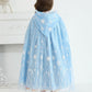 Purfeel Girls Cape For Elsa Dress Up Kids Hooded Cloak Costume Blue 3-6Years