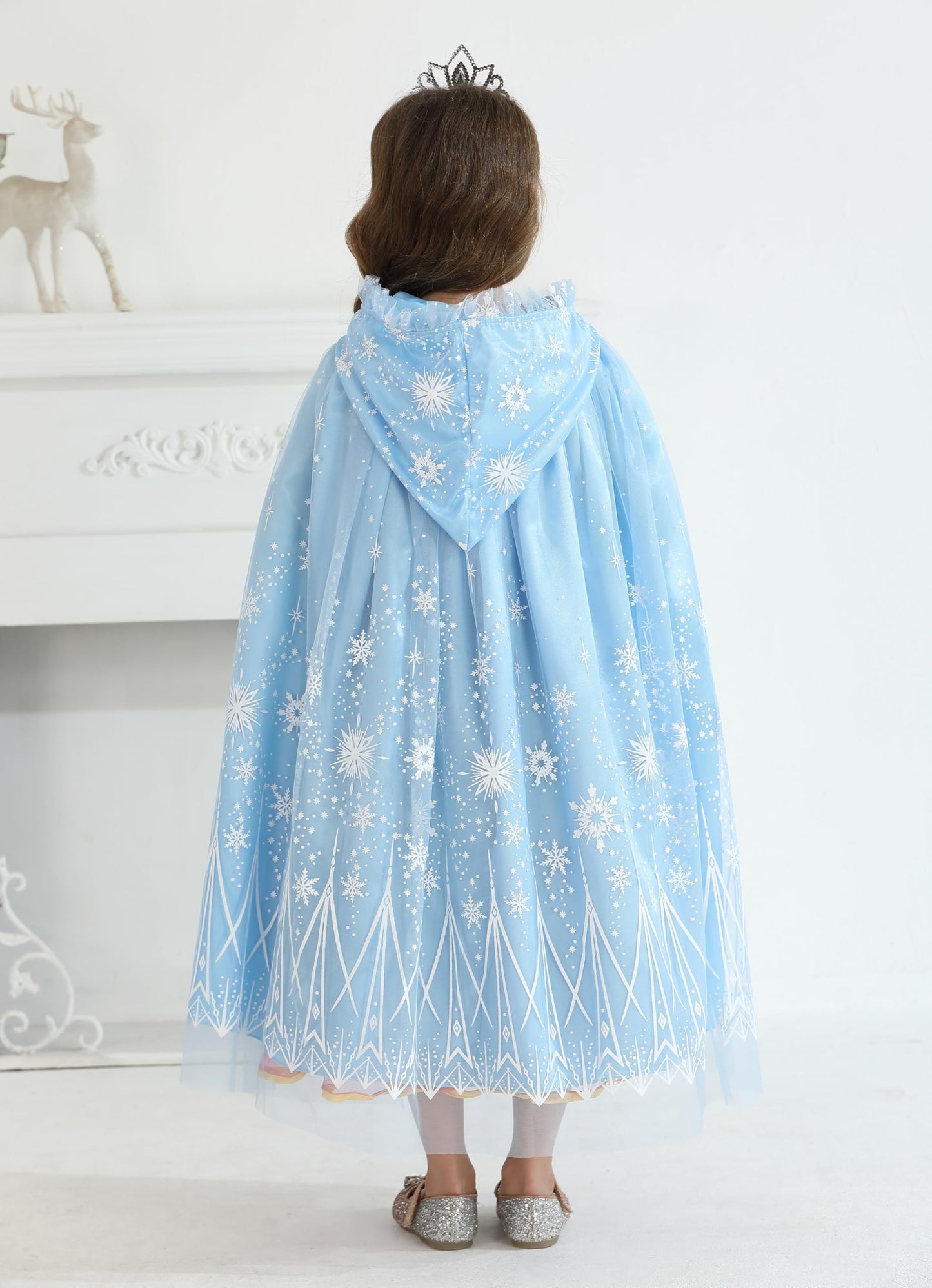 Purfeel Girls Cape For Elsa Dress Up Kids Hooded Cloak Costume Blue 3-6Years