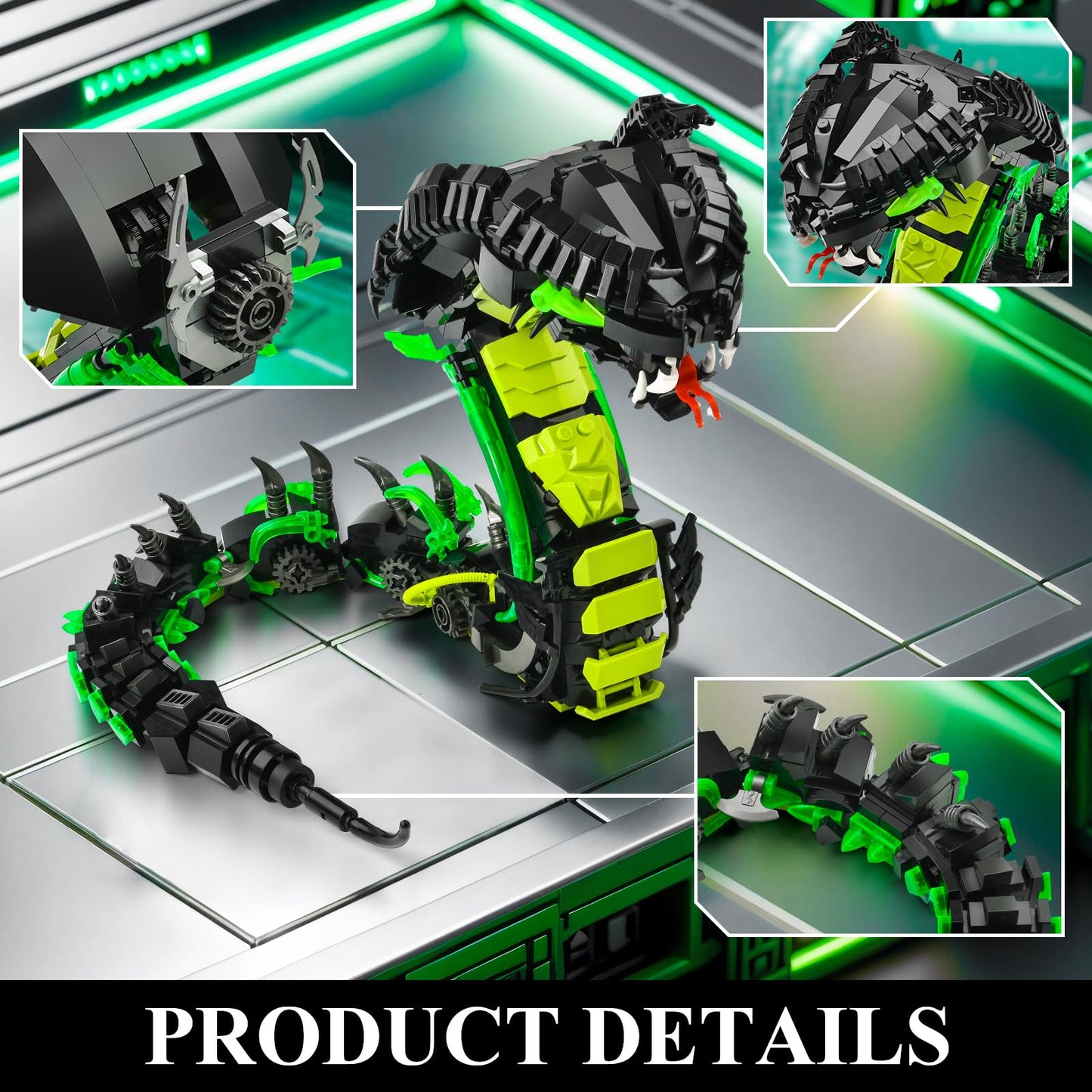 Mechanical Snake Building Sets Creative Snake Animal Collection Toy mature-themed Home or Office Decor STEM Building Toy Gift for Teens Girl and Boys 8-14 (689PCS)