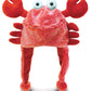 Puzzled DolliBu Red Crab Plush Hat - Super Soft Warm Hat With Ear Flaps, Funny Plush Party Crazy Hat, Stuffed Animal Crab Hallow