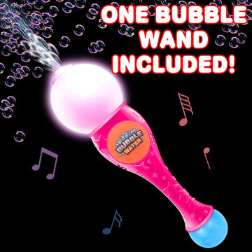 ArtCreativity Bubble Wand for Kids Toys, Light Up Automatic Bubble Blower Maker Wand with LED & Music, Toddler Bubble Toy, Fluid