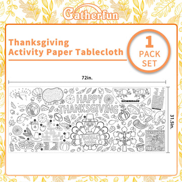 Family Fun Thanksgiving Activity Poster - 31.5 X 72 Inches, Turkey-Themed Thanksgiving Day Party, Versatile Paper Coloring Banne