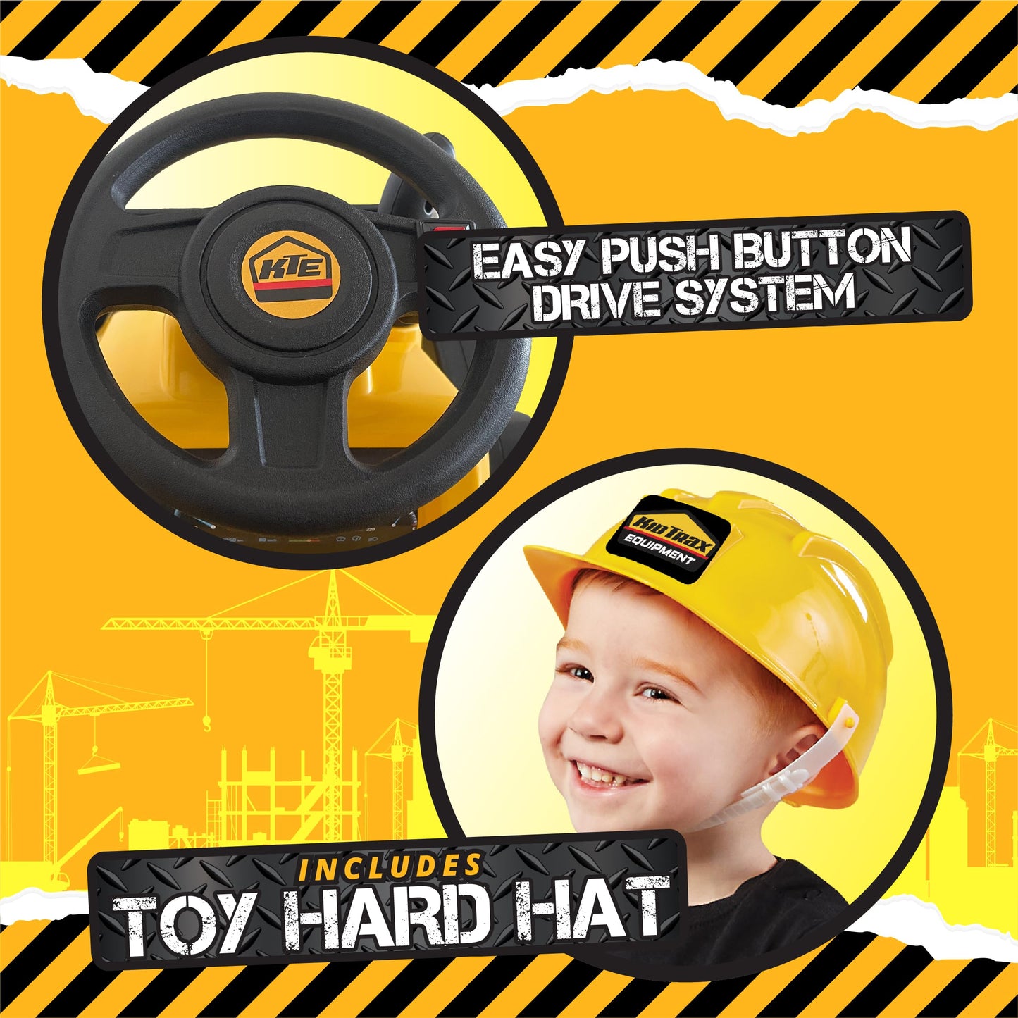 Kid Trax 6V Frontloader Ride-On Toy For Kids, Ages 18-36 Months, Max Weight 44 Lbs, Easy Push Button Drive System And Pull Front