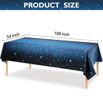 Space Tablecloth Starry Night Tablecloth Decorations Plastic Galaxy Table Cover Space Stars Theme Party Supplies For Birthday Home Decorations, 54 X 108 Inch (4 Pieces)