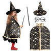 Lncojolm Wizard Robe Cape Hat Wand Witch Cloak Magician Costumes For Kids Boy Girl Cosplay Pretend Play Birthday Party Accessori