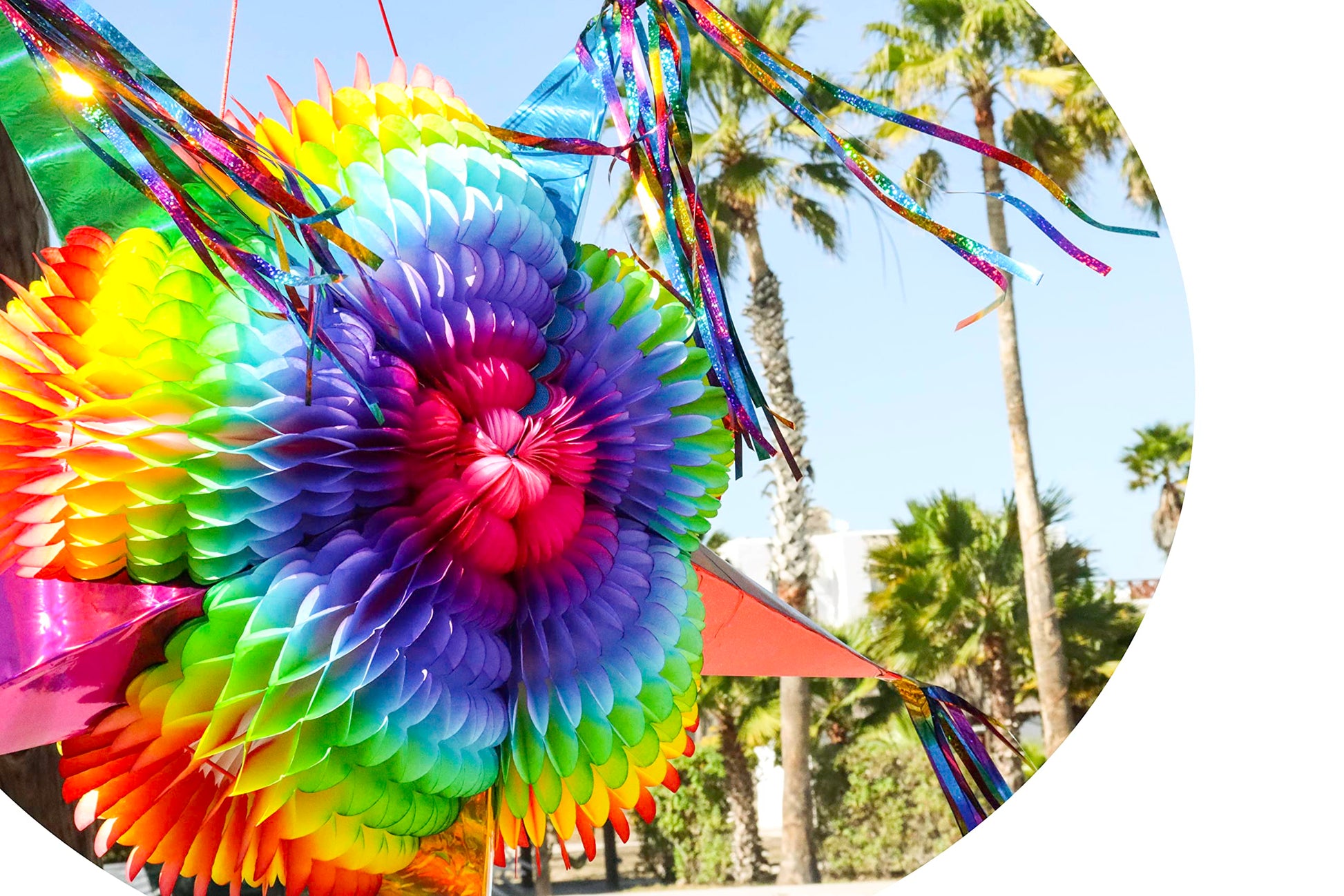 Celly Party Mexican Star Pinata, Rainbow Colorful 32 Inch Large Foldable Pinata for Birthdays, Cinco de Mayo, Halloween, Festiva