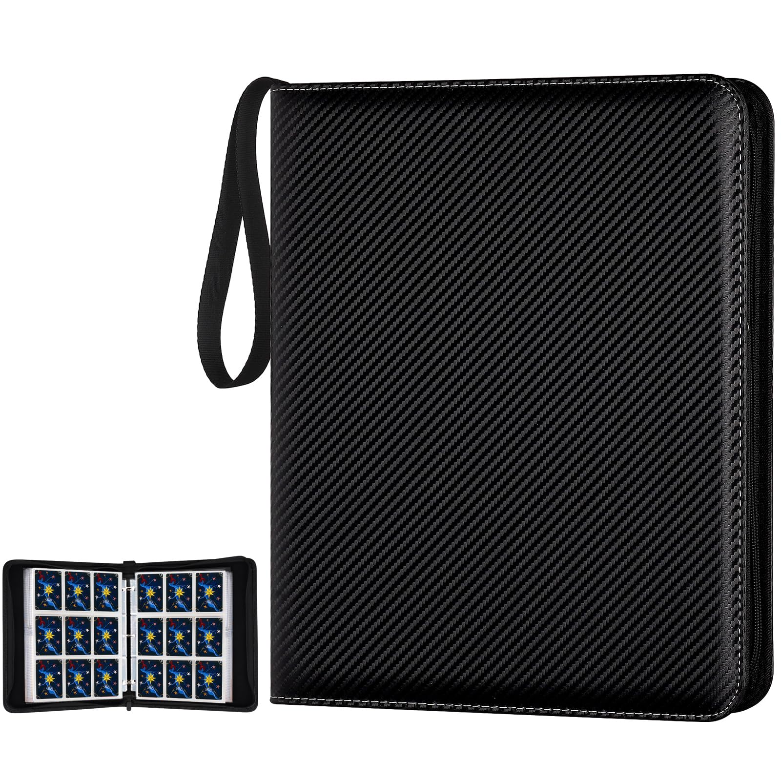 GERMUN Trading Card Binder  900 Pockets Card Binder  9-Poccket Sided Pocket Sports Card Binder  enhanced Card Binders Compatible with MTG  TCG  Baseball Cards(Carbon Black)