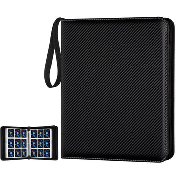 GERMUN Trading Card Binder  900 Pockets Card Binder  9-Poccket Sided Pocket Sports Card Binder  enhanced Card Binders Compatible with MTG  TCG  Baseball Cards(Carbon Black)