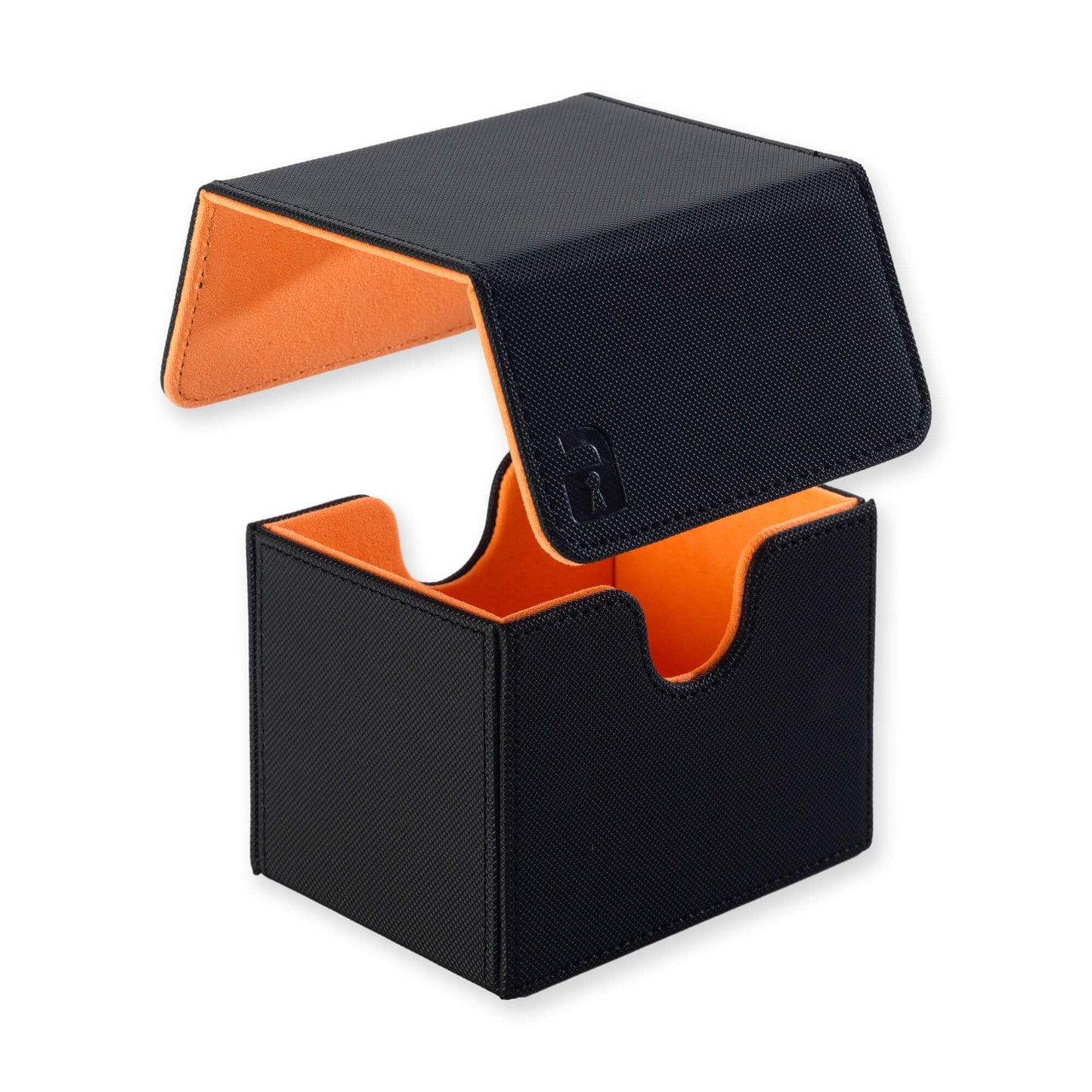 Vault X Exo-Tec® Modular Sideloading Deck Box Module For 100+ Tcg Cards. Detachable Magnetic Lid. Fits Commander & Standard Trading Cards. (Black/Electric Orange)