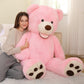 Morismos Giant Pinkteddy Bear 4 Feet, Big Pink Teddy Bear With Big Footprints 4.3Ft, Large Bear Stuffed Animals For Girlfriend G