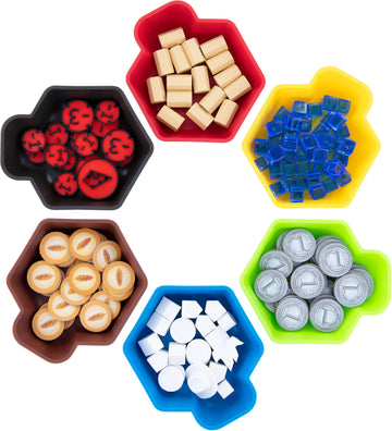 Feldherr Shell Expansion Pack - 6 Single-Colored Token Trays For Board Game Accessories, Tokens, Meeples And Other Small Items,