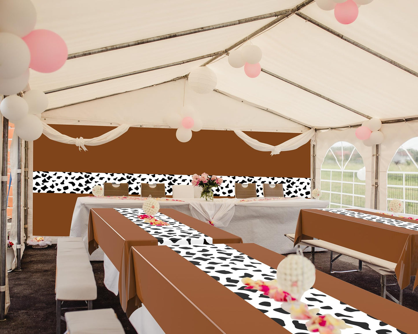 Remagr 54 x 108 Inch Cow Tablecloth for Party Decor Western Table Cloth Cowboy Print Plastic Rustic Table Runner Highland My Fir