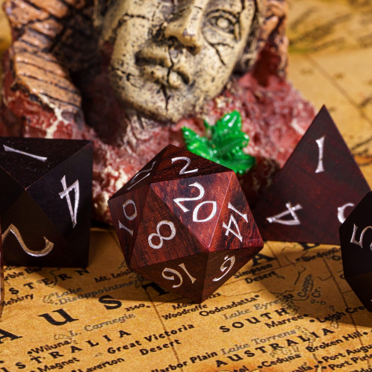 HDdais Wood DND Dice Set, Red Sandalwood Dice Natural Polyhedral Dice Set D&D with Metal Tin Box for MTG Dungeons and Dragons Ro