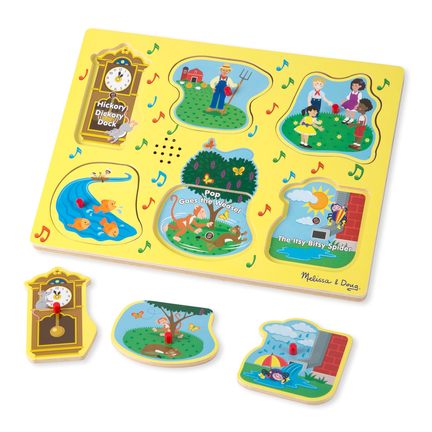 Melissa & Doug Sing-Along Nursery Rhymes Sound Puzzle - Wooden Peg Puzzle (8 Pcs)