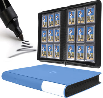 Toploader Binder  Holds 360 Top Loaders - 9-Pocket Top Loader Binder for 3 x 4 Rigid Card Holders for Trading Cards or Sports Cards  Model B - Sky Blue