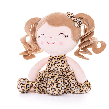 Gloveleya Baby Dolls Soft Snuggly First Baby Girl Gifts Plush Doll With Light Skin & Leopard Dress 12Inches Animal Series