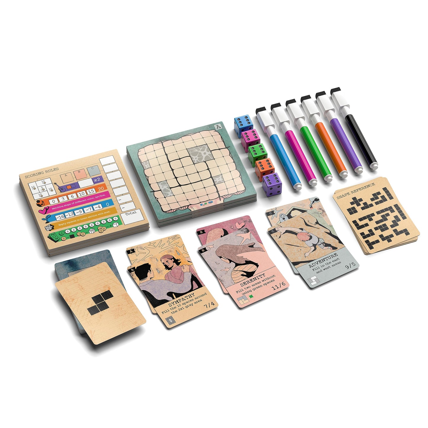 Mind Space Board Game - Polyomino Roll & Write - 1 to 5 Players - 30 Minute Play Time (Mind Space Base Game)