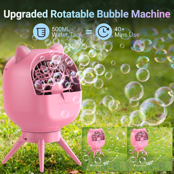 Automatic Bubble Machine For Kids Toddlers, Rotatable Bubble Blower Rechargeable With 38000+ Bubbles Per Minute, Bubble Maker Ma