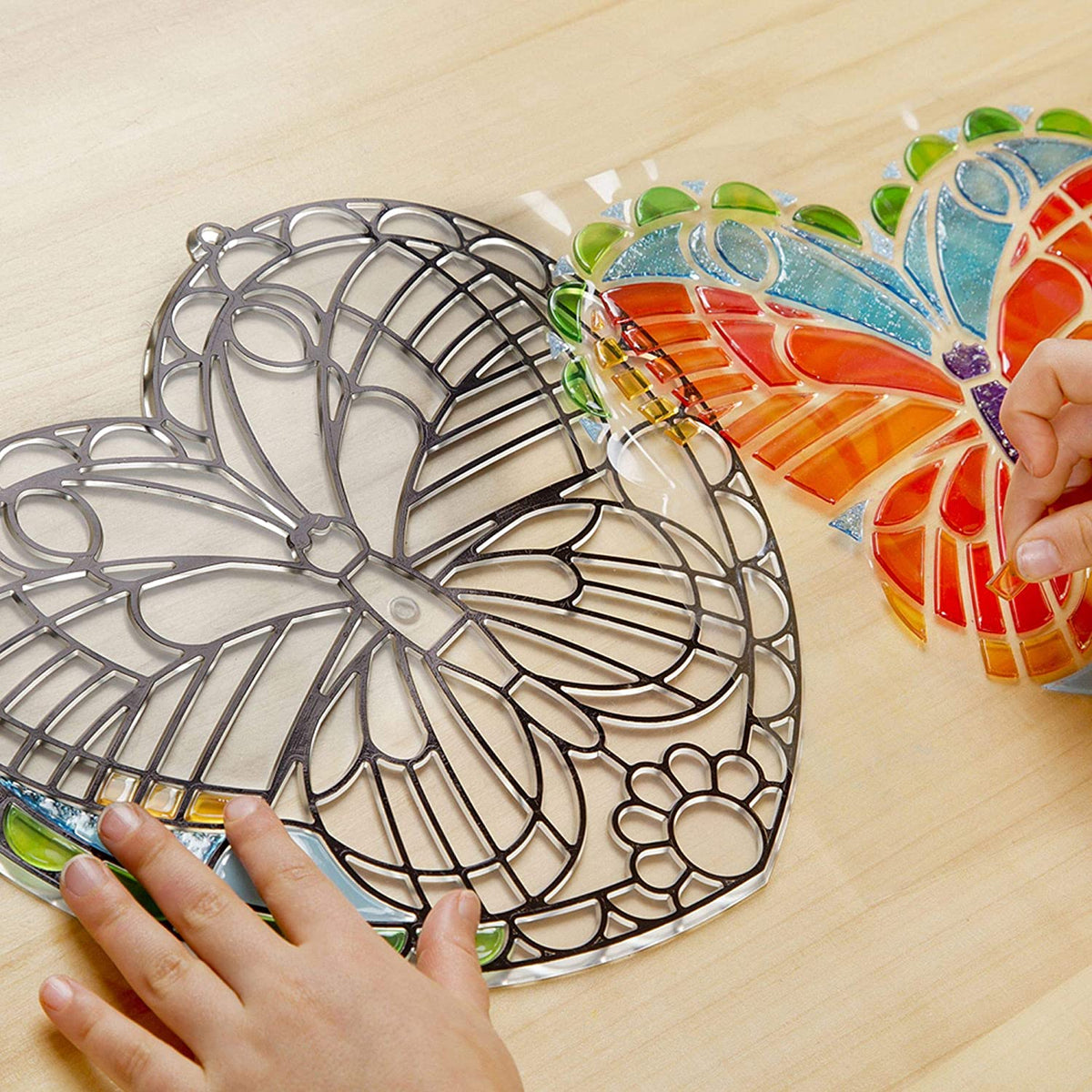 Butterfly Hearts Glass Art