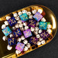 LAMJAM 48 PCS MTG Counter Dice Set - Starry Sky Life D6 Tokens for Magic The Gathering - Turquoise & Lilac, Navy & Purple - Large