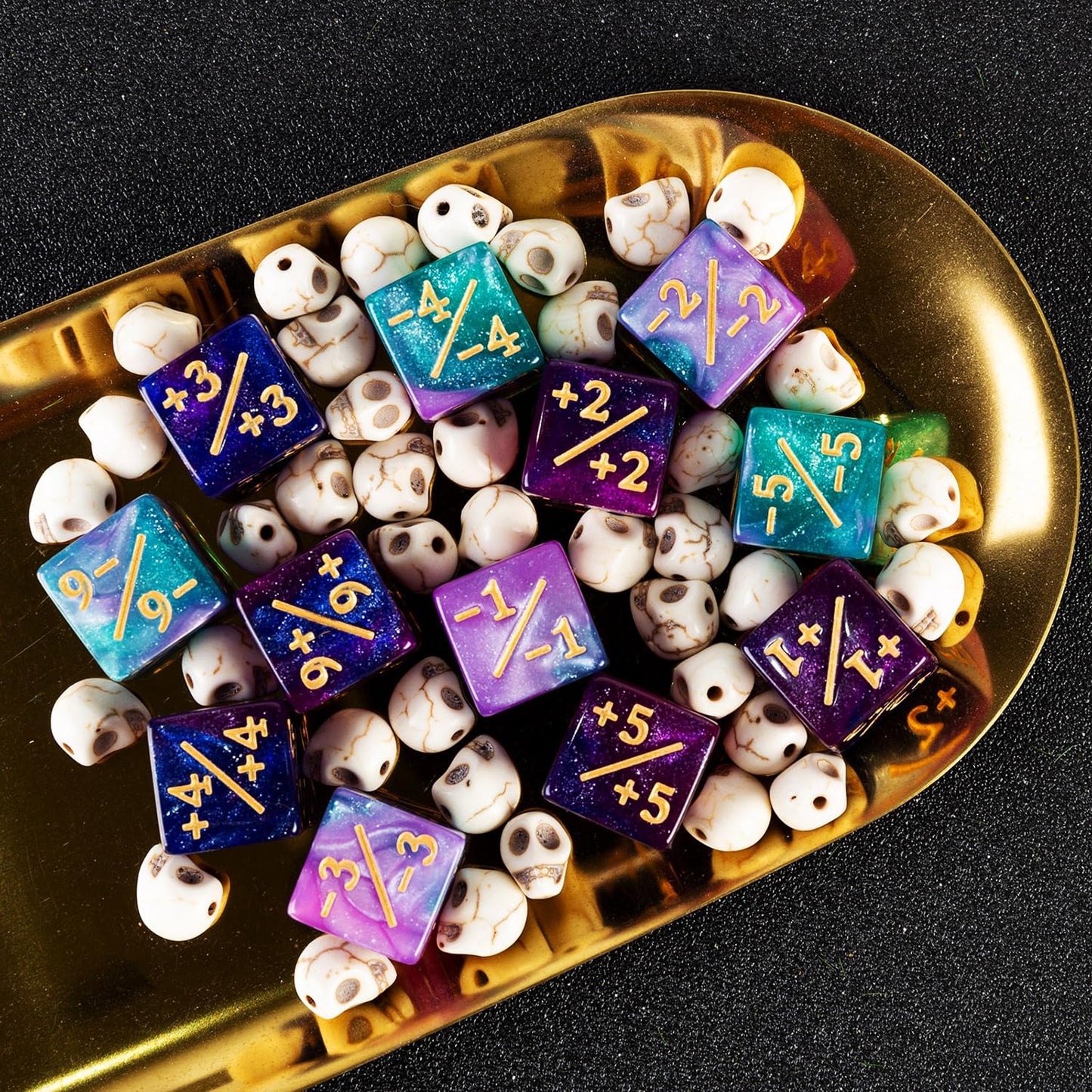 48 PCS MTG Counter Dice Magic The Gathering Counters Status Tokens Starry Sky Life D6 Dice Set for MTG Cards Game Night Accessories (Turquoise&Lilac  Navy&Purple)