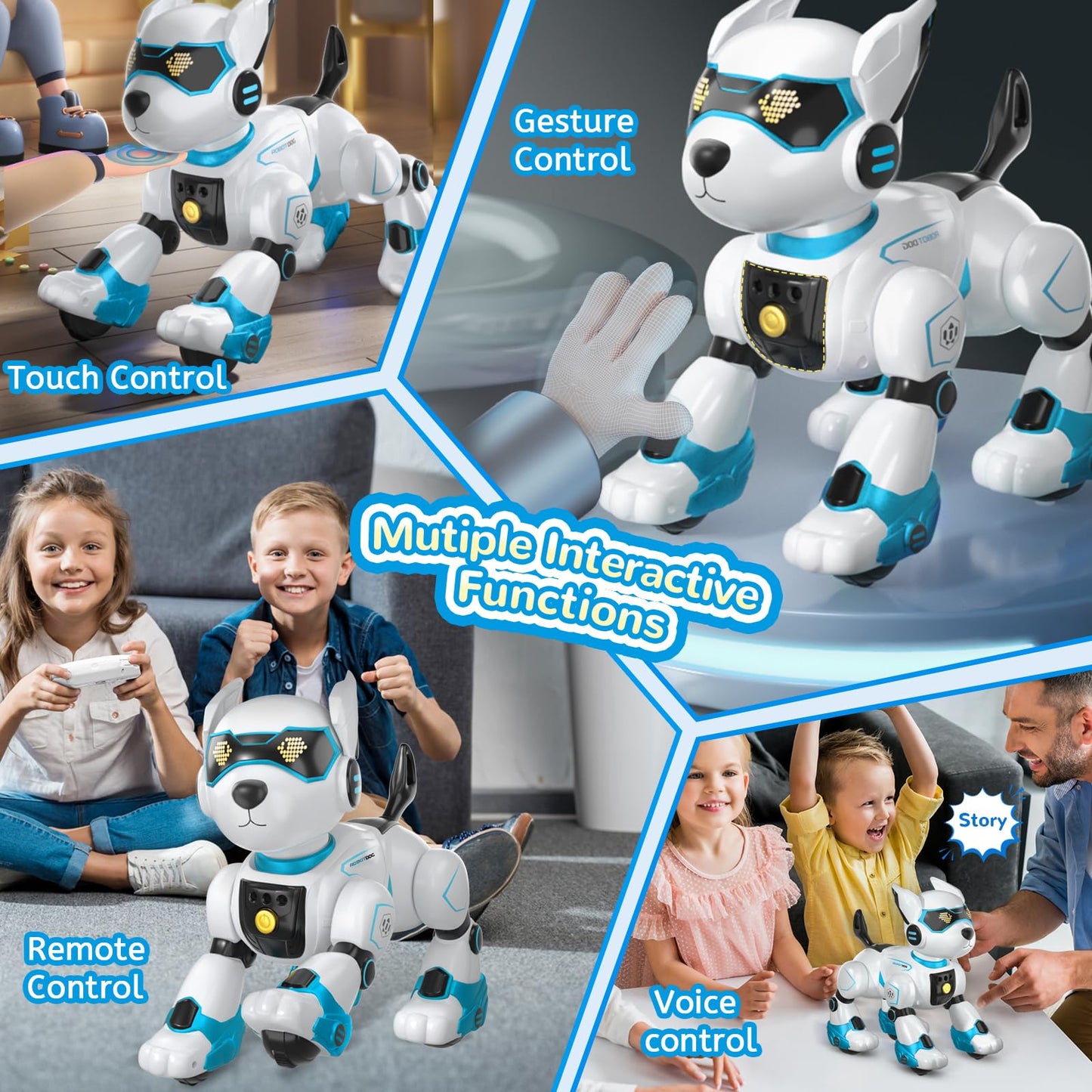 Smart Robots Dog Toy For Kids, Programmable Interactive Rc Robotic Pets With Voice Control And Touch Sensory, Imitates Animals Music Dancing, Present For Kids Boys And Girls