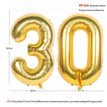 40 Inch Gold Number Balloons Helium Foil Mylar Balloon Birthday Party Banquet Decoration 30